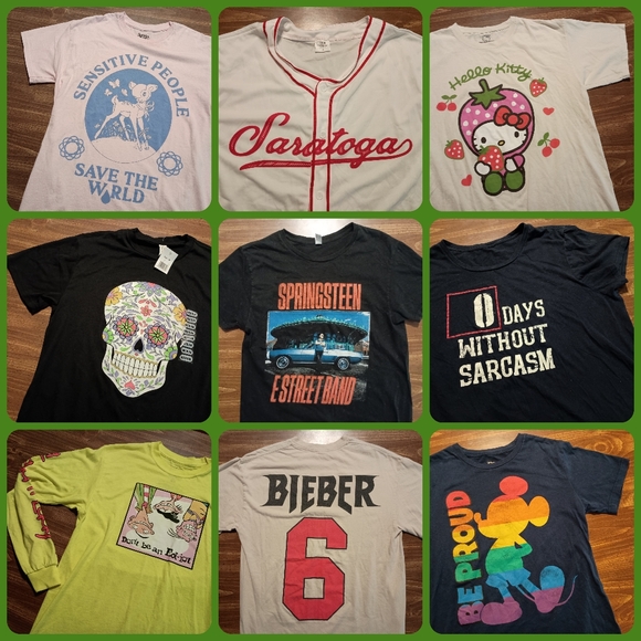 10 T-SHIRT MYSTERY BUNDLE - Bulk Lot Set Random Tees Shirts - Picture 2 of 16